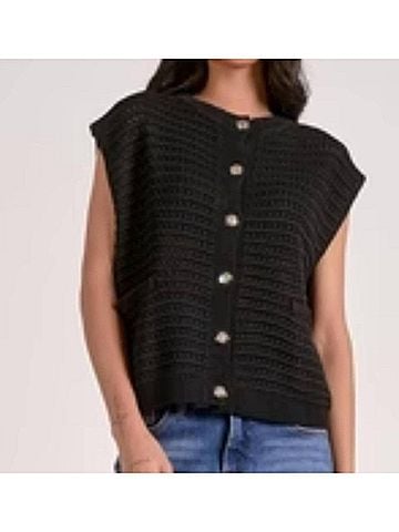 Elan Knitted Sleeveless Vest in Black (view 2)