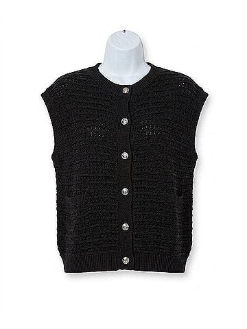 Elan Knitted Sleeveless Vest in Black (view 1)