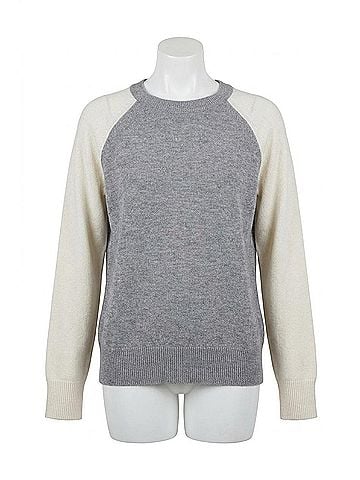 Elan Tatum Crewneck Sweater in Grey/White Colorblock (view 1)