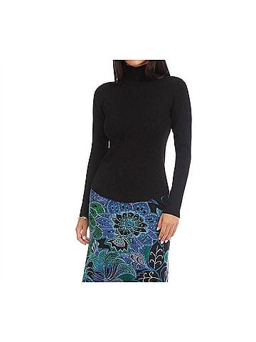 Karen Kane Ribbed Turtleneck Sweater in Black (view 2)