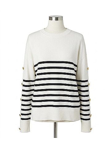 Karen Kane Button Detail Sweater in Stripe (view 1)