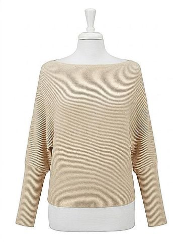 Elan Sandy Wide Neck Sweater in Taupe (view 1)