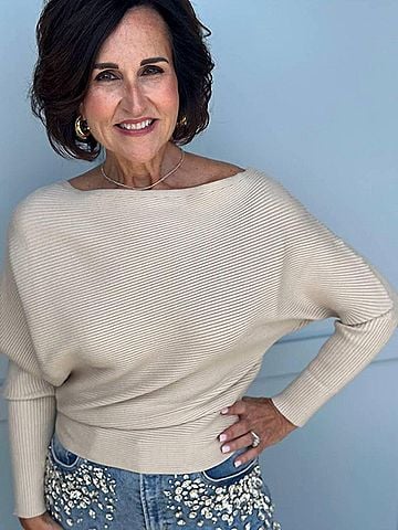 Elan Sandy Wide Neck Sweater in Taupe (view 2)