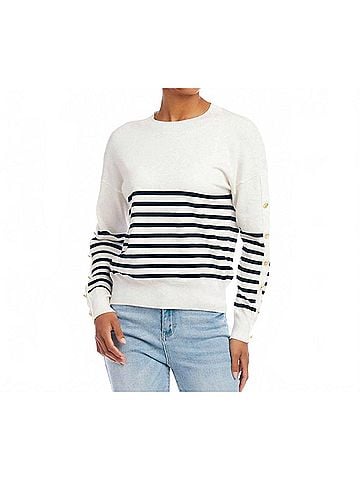 Karen Kane Button Detail Sweater in Stripe (view 2)