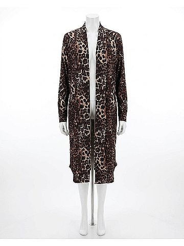 FDJ Open Long Cardigan in Animal Print (view 1)