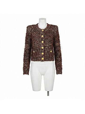 L'Agence Una Knit Cardigan in Chocolate Multi (view 1)