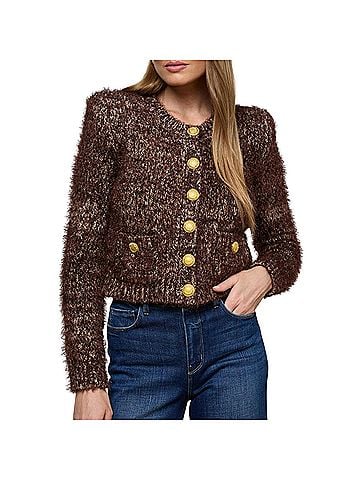 L'Agence Una Knit Cardigan in Chocolate Multi (view 2)
