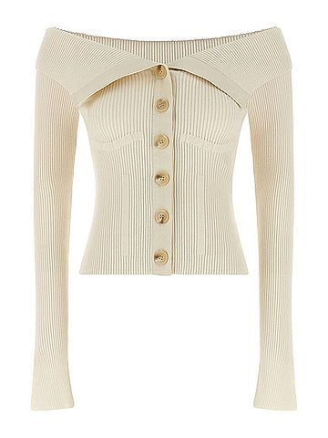 Zimmermann Rebellion Buttoned Bandeau Cardigan in Parchment (view 1)