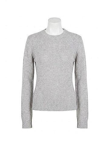 Enza Costa Cashmere Easy Long Sleeve Crew Neck Sweater in Heather Grey (view 1)