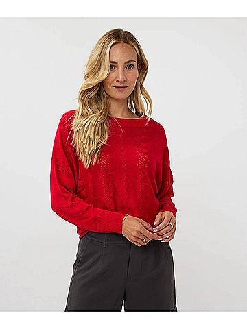 ESQUALO Revna Batwing Lurex Sweater in Red (view 2)