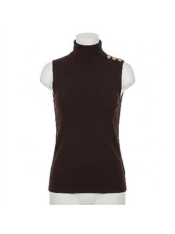 L'Agence Ceci Sleeveless Turtleneck Top in Coffee Bean (view 1)