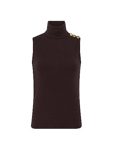 L'Agence Ceci Sleeveless Turtleneck Top in Coffee Bean (view 2)