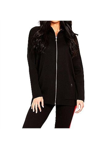 Angel Apparel Zip Up Poncho in Black (view 2)