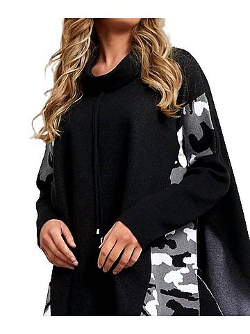 Angel Two Pocket Poncho in Black/Multi (A/S) (view 2)