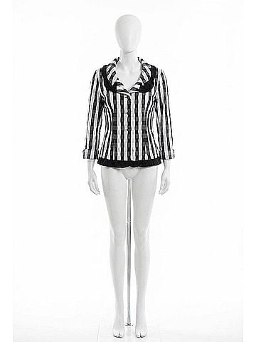 Angel Checkerboard Ruffled Cardigan in Black/White (view 1)