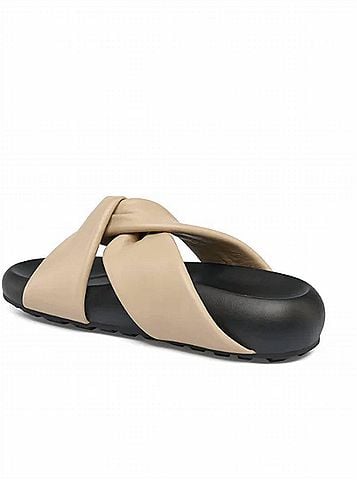 J/Slides Women's Calista Cross-Straps Sandal in Beige/Black (view 2)