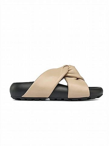 J/Slides Women's Calista Cross-Straps Sandal in Beige/Black (view 1)