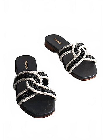 Kaanas Women's Olas Sandal in Black And White (view 2)