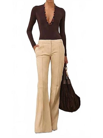 Zimmermann Illuminate Suede Pants in Sand (view 2)