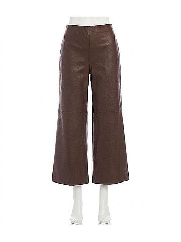 Karen Kane Belen Vegan Faux Leather Cropped Pant in Brown (view 1)