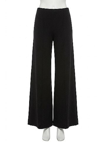 Elan Wide Leg Cotton Pant in Black (view 1)