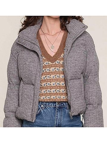 Heartloom Tilney Knit Puffer Jacket in Heather Grey (view 2)