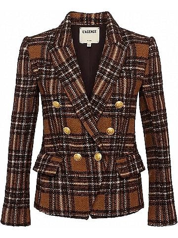 L'Agence Kenzie Plaid Blazer in Brown (view 1)
