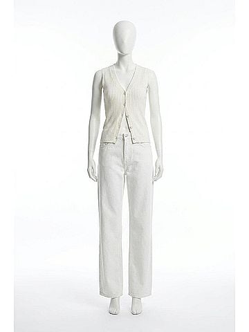 Enza Costa Boucle Knit Vest in Off White (view 1)