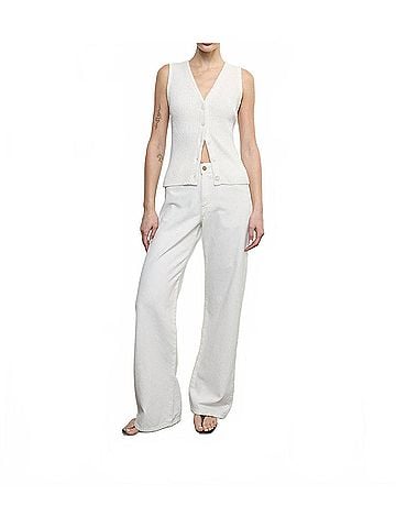 Enza Costa Boucle Knit Vest in Off White (view 2)