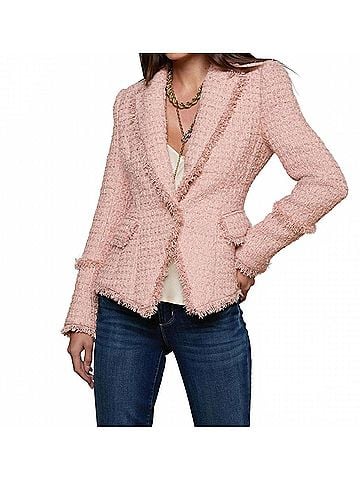 L'Agence Kaisley Tweed Blazer in Dusty Pink (view 2)