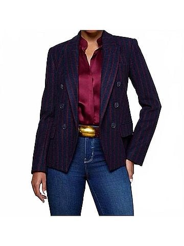 L'Agence Kenzie Pinstriped Blazer in Midnight Red Pinstripe (view 2)