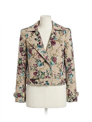 L'Agence Xoey Cropped Trench Coat in Multi Floral Tapestry (view 1)