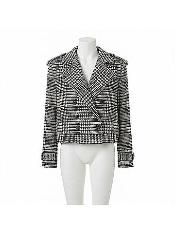 L'Agence Xoey Cropped Trench Coat in Black/Ivory (view 1)