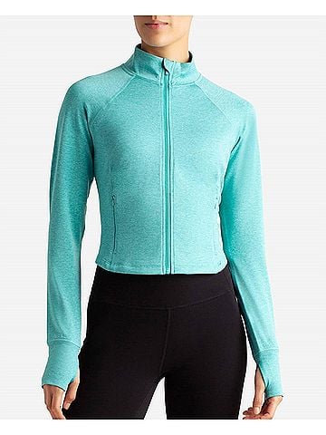 Danskin Cropped Melange Jacket in Baltic Heather (view 2)