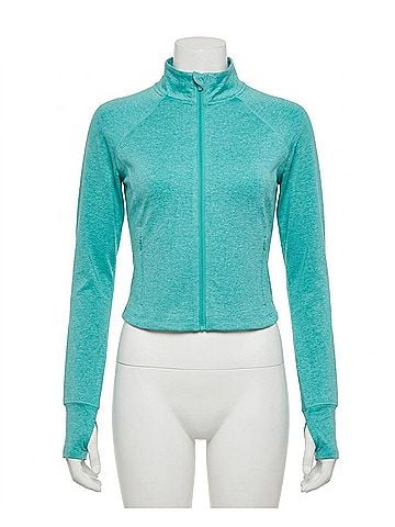 Danskin Cropped Melange Jacket in Baltic Heather (view 1)