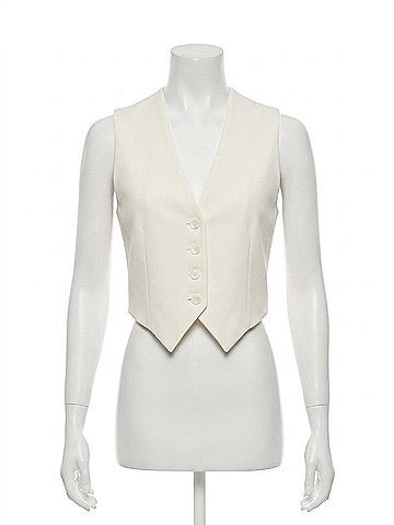 Enza Costa Crepe Resort Vest in Cream (view 1)