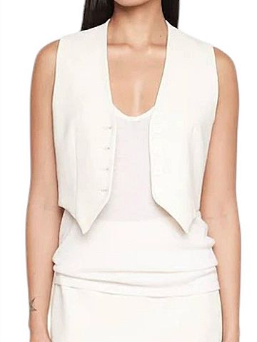 Enza Costa Crepe Resort Vest in Cream (view 2)