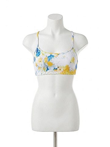 Kensie Printed Sleeveless Cross Back Bralette in Mellow Yellow (view 1)