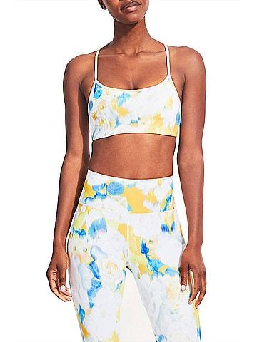 Kensie Printed Sleeveless Cross Back Bralette in Mellow Yellow (view 2)