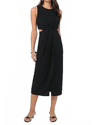 Greylin Ednis Cut Out Midi Dress in Black (view 2)