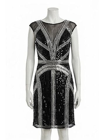 Aidan Mattox Full Beaded Sleeveless Party Dress in Black (view 1)