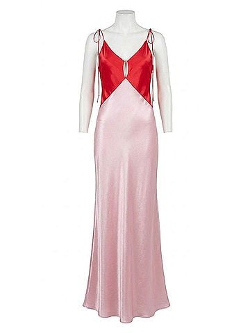 Anna October Terrin Satin Gown in Red/Light Pink (view 1)
