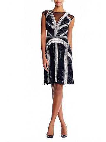 Aidan Mattox Full Beaded Sleeveless Party Dress in Black (view 2)