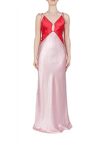 Anna October Terrin Satin Gown in Red/Light Pink (view 2)