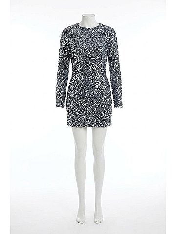HELSI Avery Crew Neck Mini Dress in Silver (view 1)