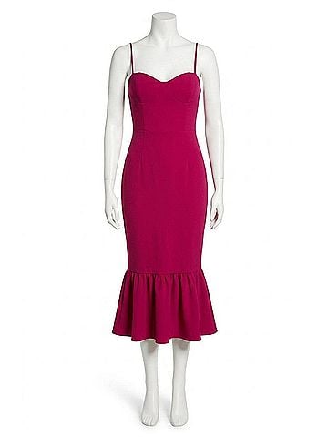 Katie May Soraya Trumpet Midi Dress in Magenta (view 1)
