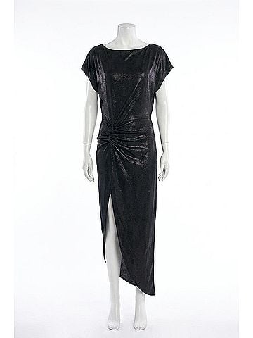 Elan Metallic Cap Sleeve Dress in Black (view 1)