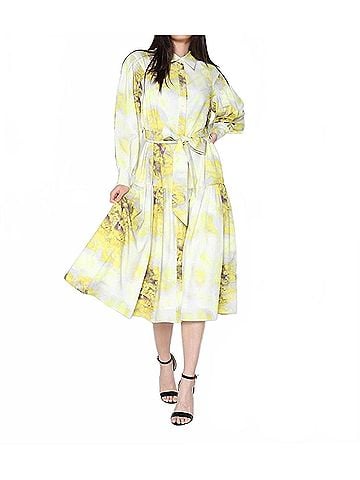 Gracia Floral Print Midi Dress in Yellow (view 2)