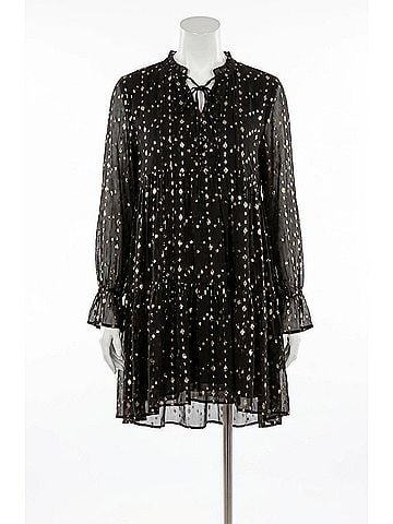 Elan Willa Woven Ruffle Mini Dress in Black (view 1)