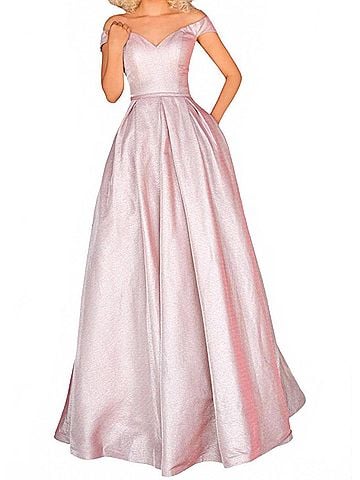Clarisse Fit And Flare Maxi Dress in Silver/Blush (view 2)